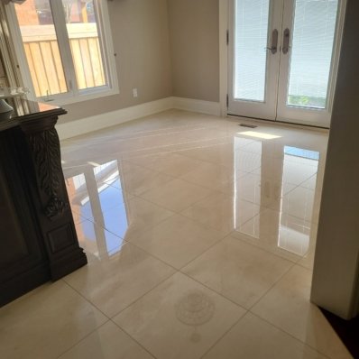 Marble floor after polishing